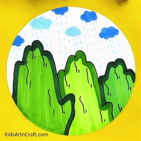 How To Make Mountain Scenery Drawing For Kids Tutorial - Kids Art & Craft