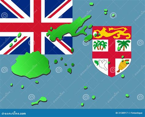 Map Of Fiji With Flag Cartoon Vector | CartoonDealer.com #3138917