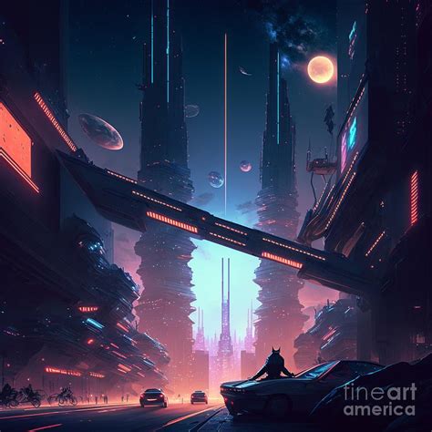 A futuristic city at night Digital Art by Somsong Artist - Fine Art America