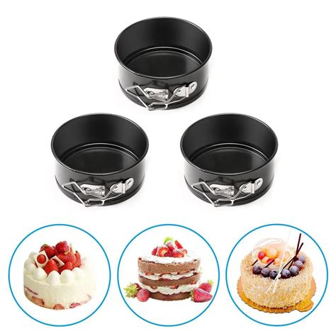 3pcs 4 inch Mini Springform Pan Carbon Steel Baking Pan Non stick Mini Cake Pan Cupcakes Snacks ...