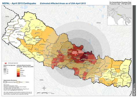 Nepal - April 2015 Earthquake: Estimated Affected Areas as of 25th ...