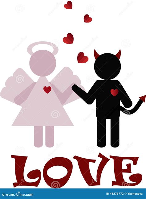 Love of an angel and demon stock vector. Illustration of emblem - 41276772