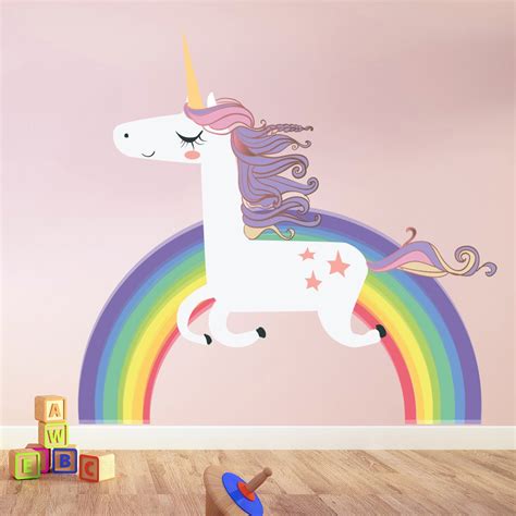 Unicorn On Rainbow Wall Sticker