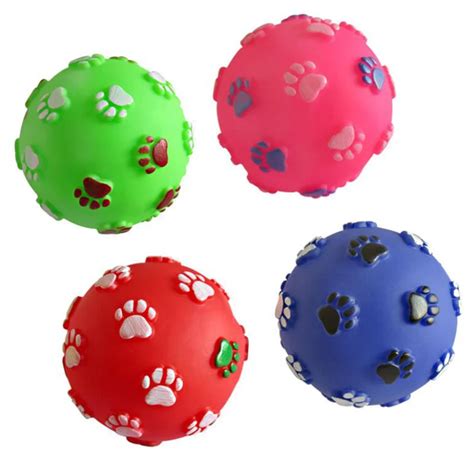 7cm Rubber Pet Dog Paw Print Ball Toy Sound Squeaky Squeaker Toys Dog ...