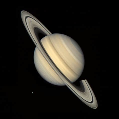 Saturn and its moons from Voyager 2 | The Planetary Society