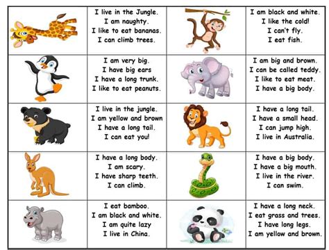 Free Version Animal Dominos and Riddles Activity – for ESL, Kindergarten and Primary ...