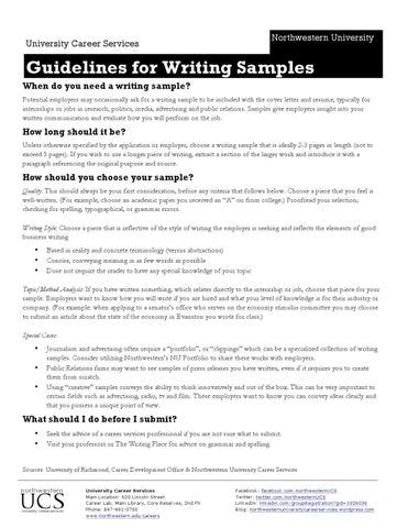 Guidelines for Writing Samples by Northwestern University Career Services - Issuu