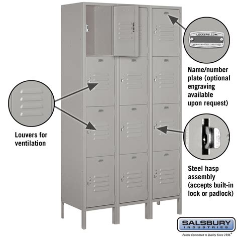 Extra Wide Standard Metal Locker - Four Tier - 3 Wide - 6 Feet High ...