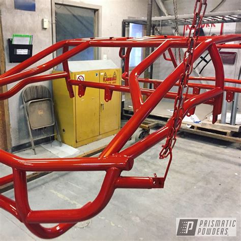 Polaris RZR Frame coated in Clear Vision and Fire Orange | Prismatic Powders