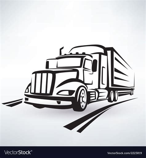 American lorry silhouette truck outlined sketch Vector Image