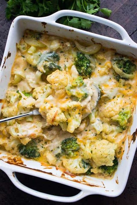 Garlicky and Cheesy Cauliflower Broccoli Bake - The Best Blog Recipes