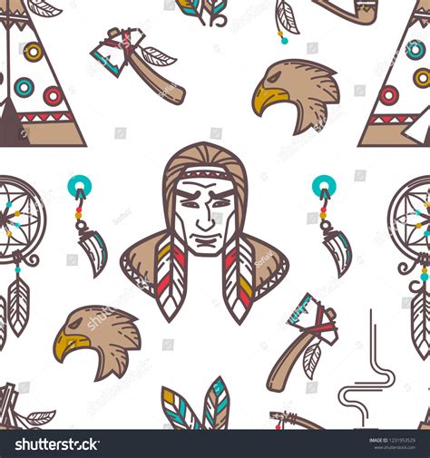 Native American Indians Traditional Culture Symbols Stock Vector ...