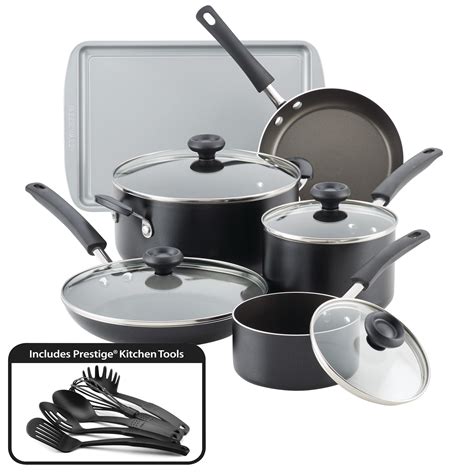 Farberware Easy Clean Aluminum Nonstick Cookware Set, 15-Piece, Black - Walmart.com