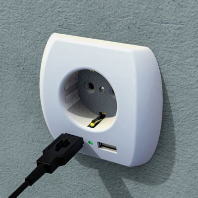 USB Wall Plug - 3D Model by Pictorer