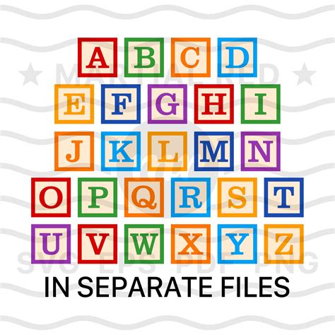 Alphabet Blocks SVG Files Building Blocks Cut Files Letter Blocks A-Z 0 ...