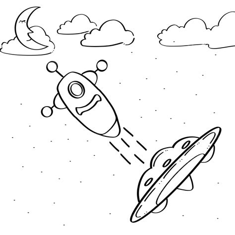 Coloring Page Ufo At Space, Ufo Drawing, Space Drawing, Ring Drawing PNG Transparent Clipart ...