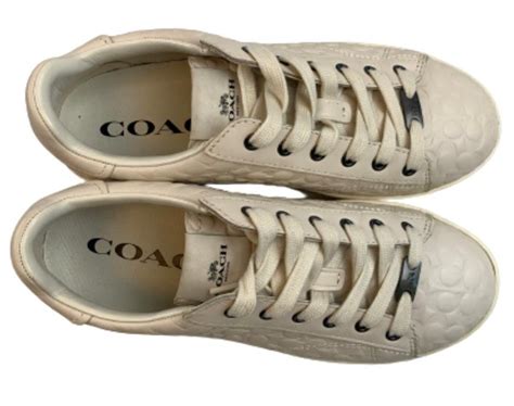 COACH White Embossed Leather Frontrow Low Top Sneakers Size 6.5 – The ...