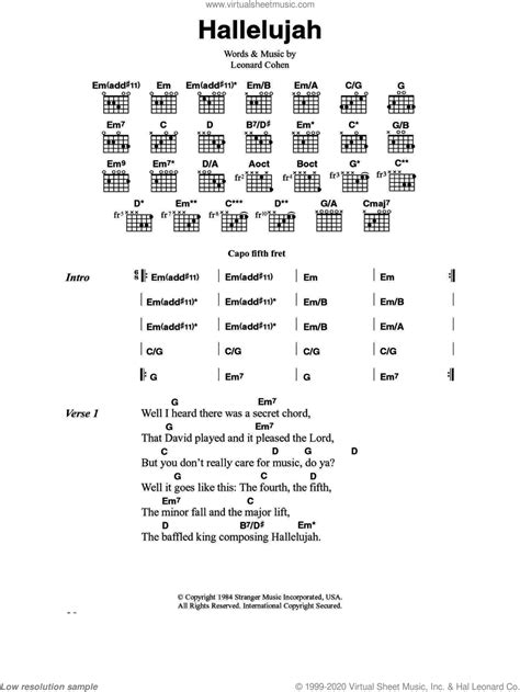 Buckley - Hallelujah sheet music for guitar (chords) v2