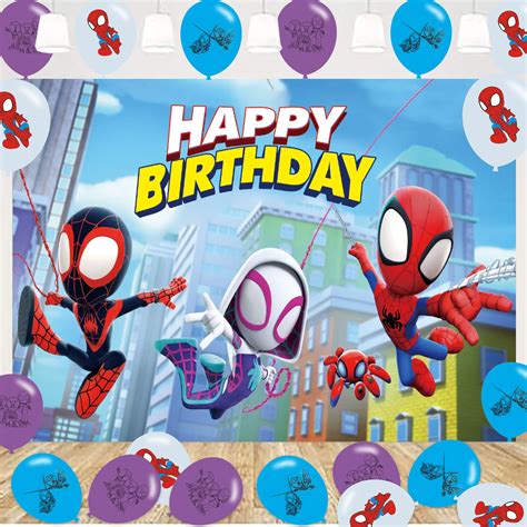 Buy Spidey and His Amazing Friends Happy Birthday Backdrop 7x5 Spidey Birthday Banner for Kids ...