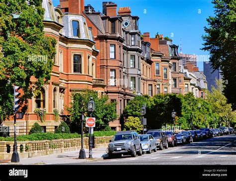 Boston brownstone apartments in elegant Back Bay Stock Photo - Alamy