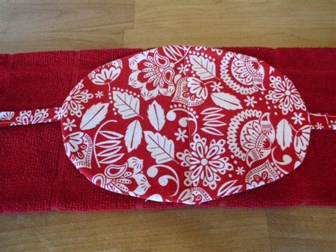 Red Terry Cloth Kitchen Towels With Flower Design Fabric/great | Etsy