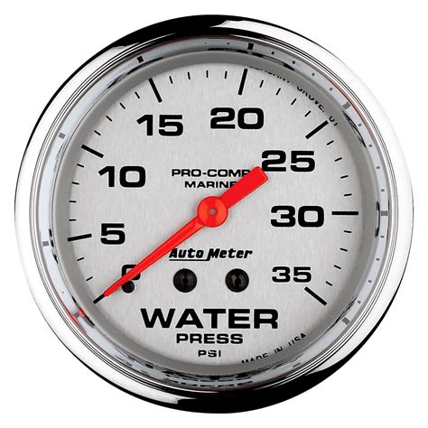 Auto Meter® 200773-35 - Marine 2-5/8" Chrome In-Dash Mount Mechanical Water Pressure Gauge