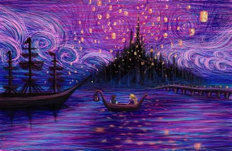 The Lantern Scene by Kimberly Castello | Tangled lanterns scene, Disney ...