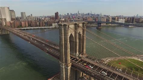 Aerial View Of Brooklyn Bridge In New York City Stock Footage Video ...