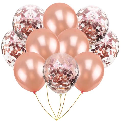 Mix Rose Gold Confetti Latex Balloons Pink 12 Inches Party Balloons For ...