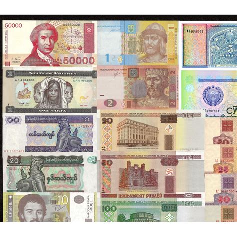 World 50 PCS Uncirculated Banknotes Set 28 Different Countries Currency Lot UNC