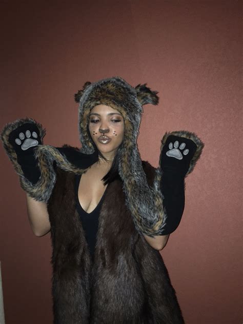 Bear Costume Ideas. Fur vest, bear headpiece and black body suit. 🐻 ...