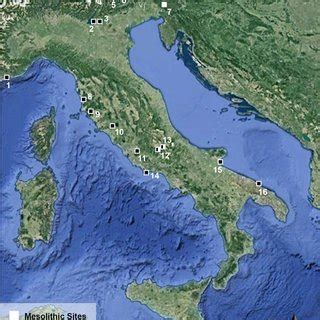Distribution map of the Italian Mesolithic and Palaeolithic sites... | Download Scientific Diagram
