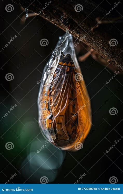 Butterfly Cocoon about To Hatch Over Dark Background Stock Illustration - Illustration of hatch ...