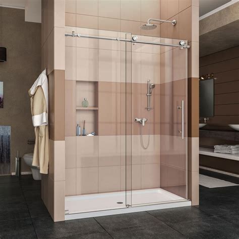 DreamLine Enigma-X 60 in. x 76 in. Frameless Sliding Shower Door in Polished Stainless Steel ...