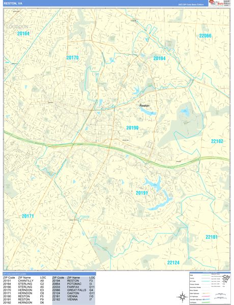 Reston Virginia Wall Map (Basic Style) by MarketMAPS - MapSales