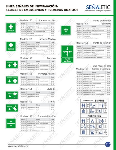 Señales de informacion/rutas de evacuacion/salidas de emergencia/primeros auxilios – SEÑALETIC