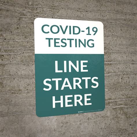 COVID-19 Testing Line Starts Here Portrait - Wall Sign