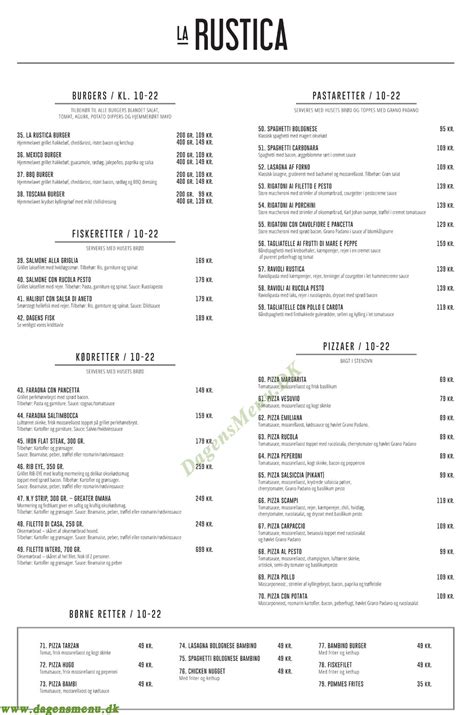 Restaurant La Rustica Ballerup - Dagens Menu