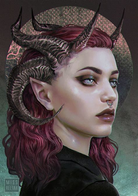 Tiefling portrait, Reliah A. Szade on ArtStation at https://www.artstation.com/artwork/xzW1 ...