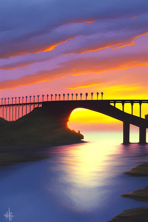 Brilliant sunset among the bridge | Wallpapers.ai