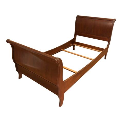 Ethan Allen Cherry Twin Sleigh Bed | Chairish