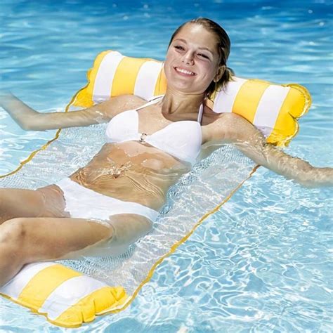 New Foldable Backrest Striped Inflatable Hammock Raft For Floating On ...
