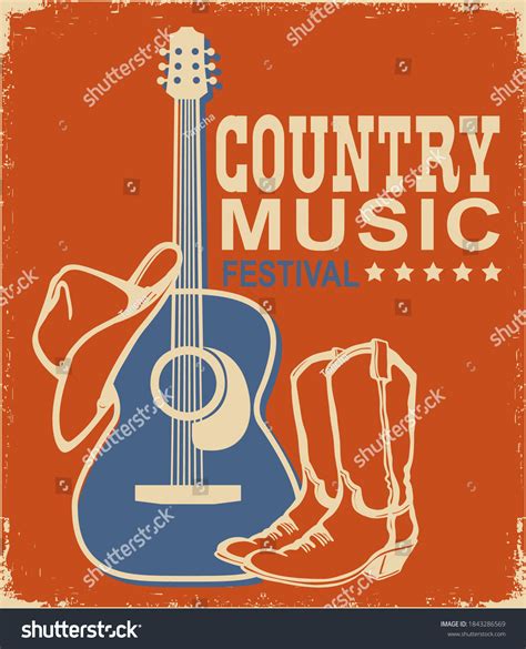 Retro Country Music Poster Acoustic Guitar Stock Vector (Royalty Free ...