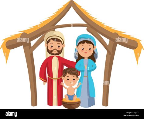 cute manger family holy mary joseph and baby jesus Stock Vector Image & Art - Alamy