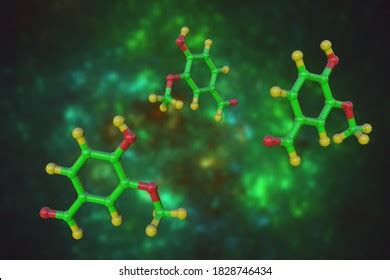 Molecular Model Vanillin Phenolic Aldehyde That Stock Illustration ...