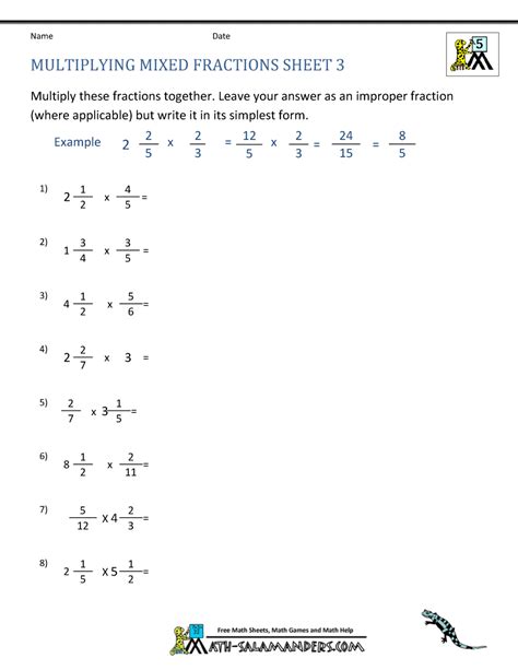 Multiplication Of Simple Fractions Worksheets