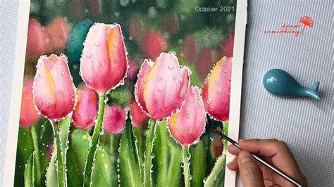 Cách vẽ hoa tulip bằng màu nước / How to draw watercolor tulip flower ...