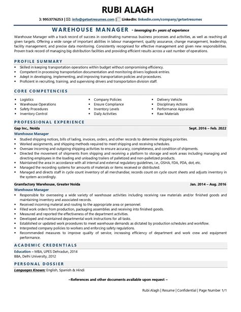 Warehouse Supervisor Resume Examples & Template (with job winning tips)