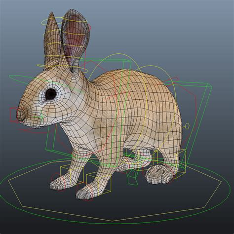 3d model rabbit cream fur animation