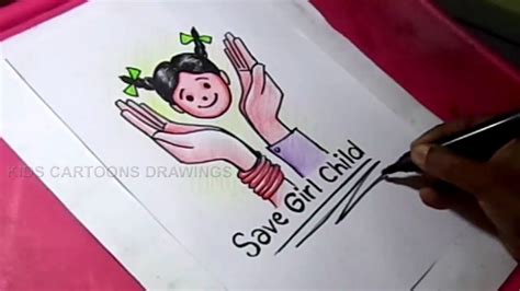 How to Draw Save Girl Child poster Drawing - YouTube